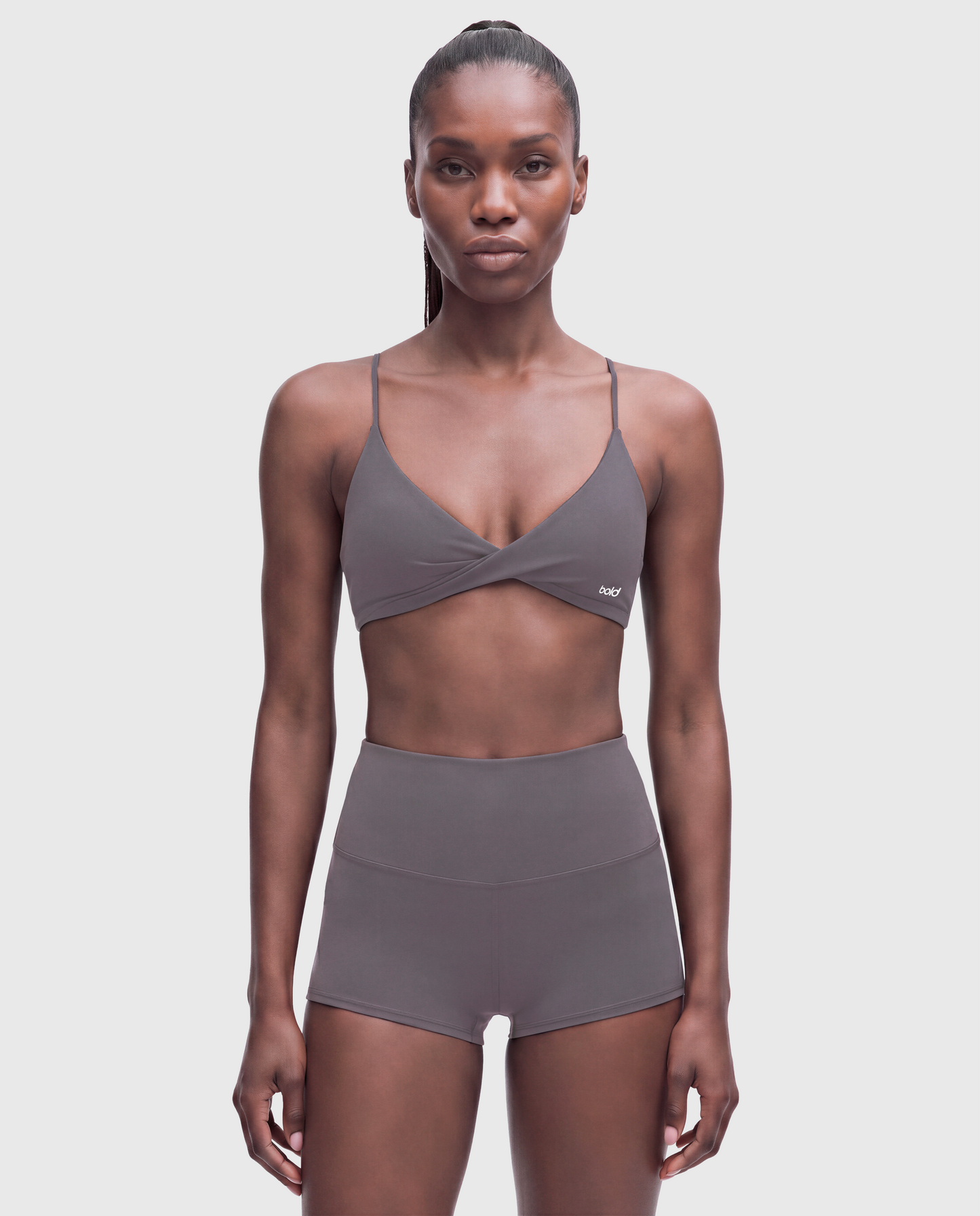 BoldBooty Longline Sports Bra — Mushroom Grey — Photo 3