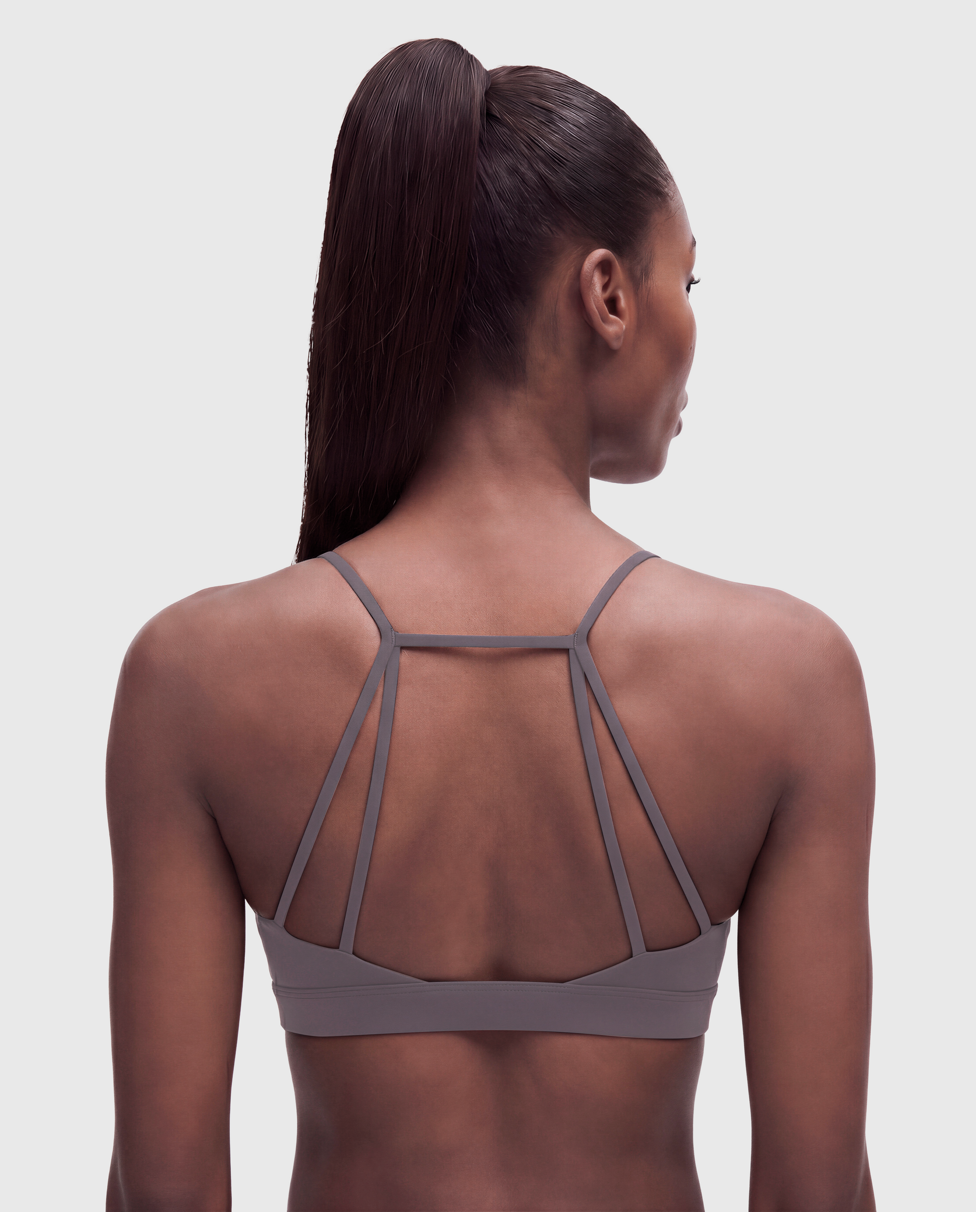 BoldBooty Longline Sports Bra — Mushroom Grey — Photo 2