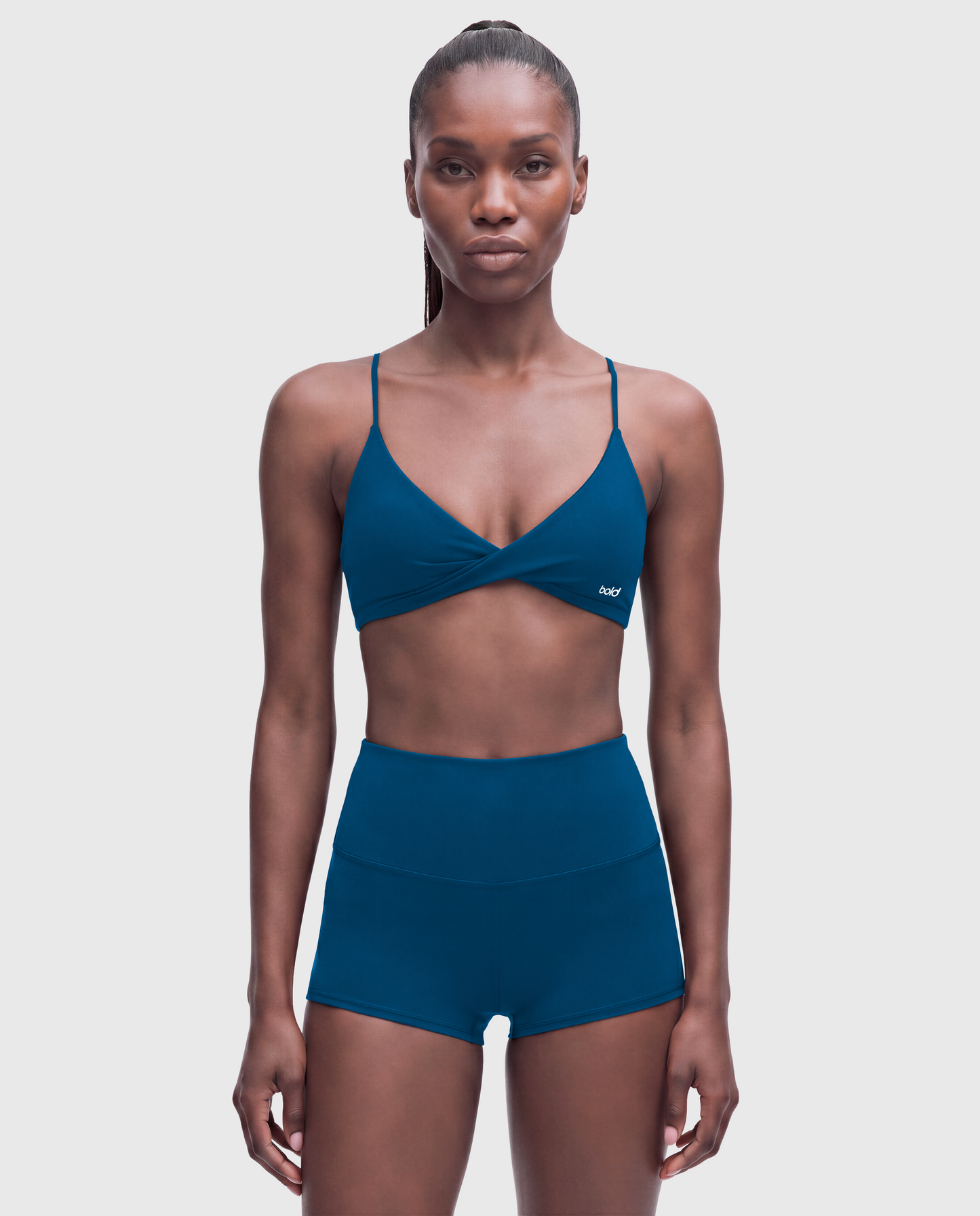 BoldBooty Longline Sports Bra — Peacock Blue — Photo 3